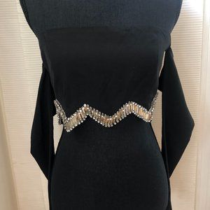 NBD Long Sleeved Crop Top / Bustier, Black, Size M